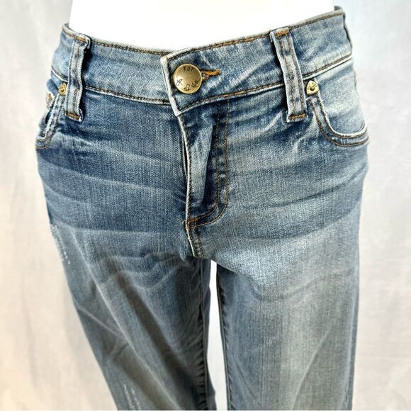 Kut from the Kloth midrise ankle skinny distressed raw hem jeans size 6 NWT - Picture 3 of 7